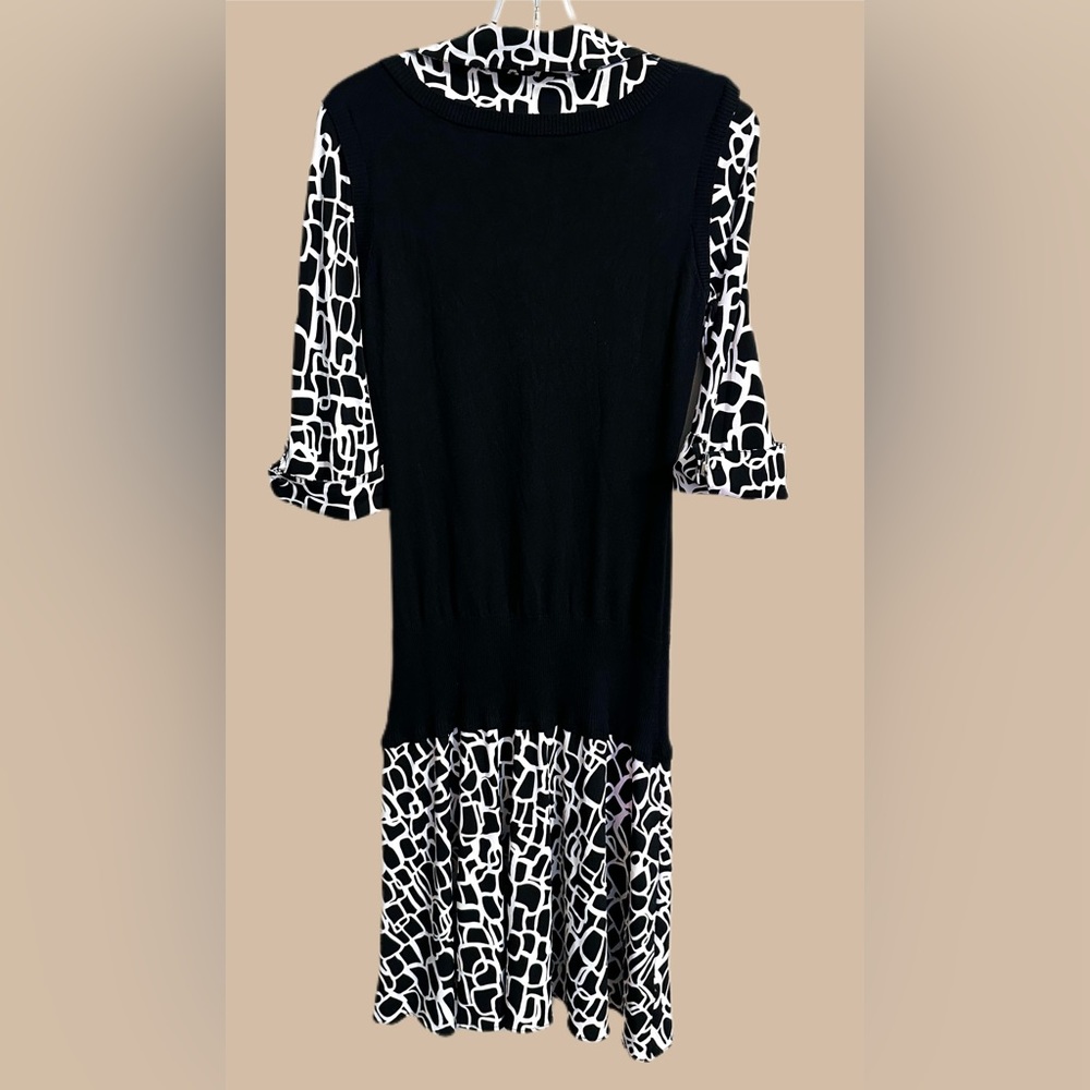 Calvin Klein Black and White Silk Sweater Vest Dress Size 6 - Picture 2 of 8